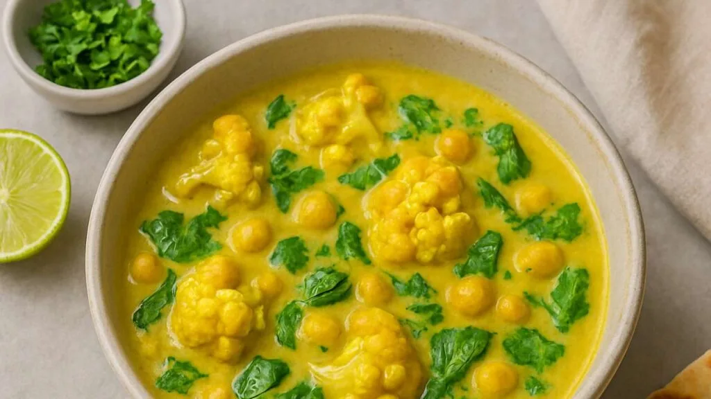 Bloemkoolcurry kikkererwten spinazie