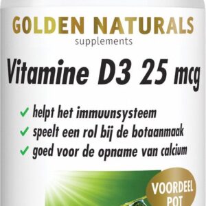 Golden Naturals Vitamine D3 25 mcg – 360 softgels